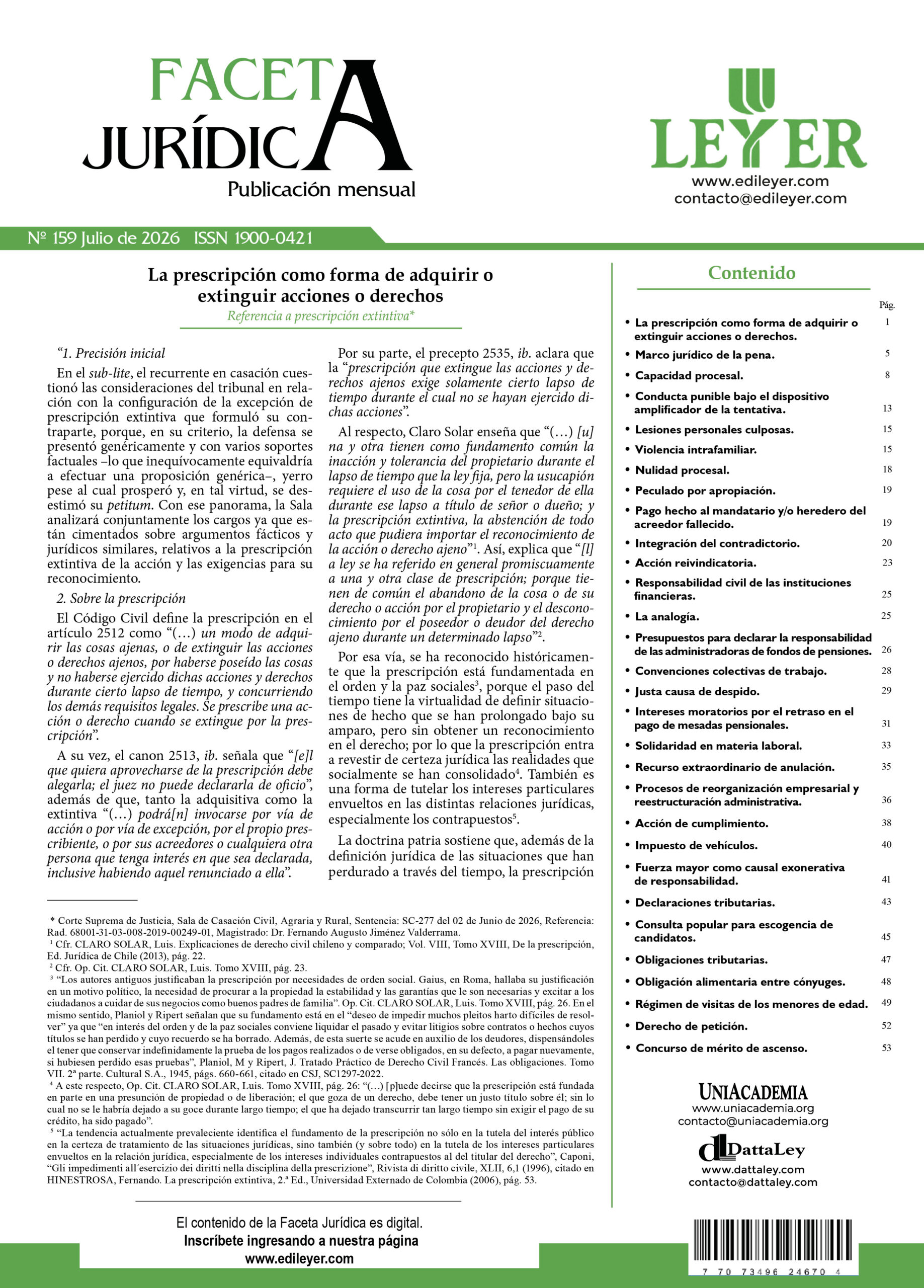 Periódico 159 Julio 2026 Facetas Jurídicas - Imagen 1